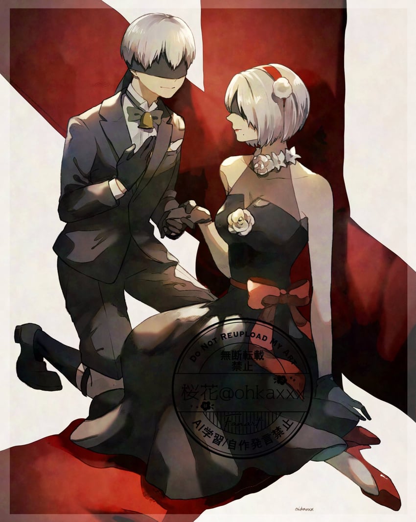 2b and 9s (nier and 1 more) drawn by ouka_(stan)
