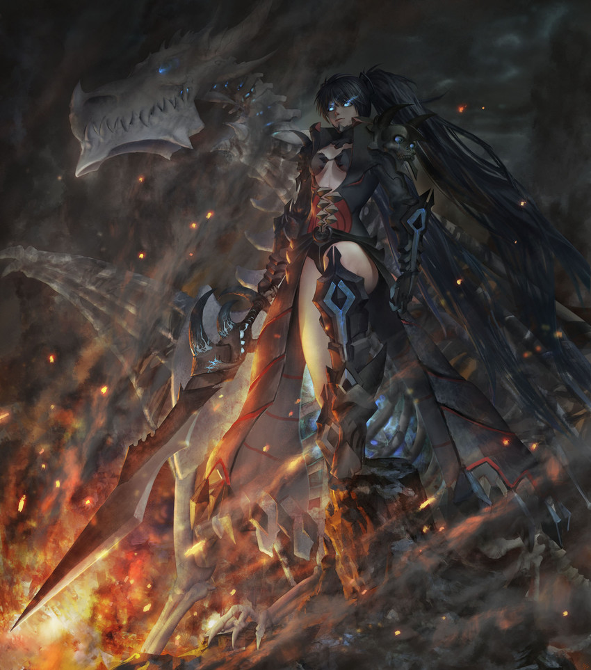 player character and death knight (warcraft and 1 more) drawn by y.c