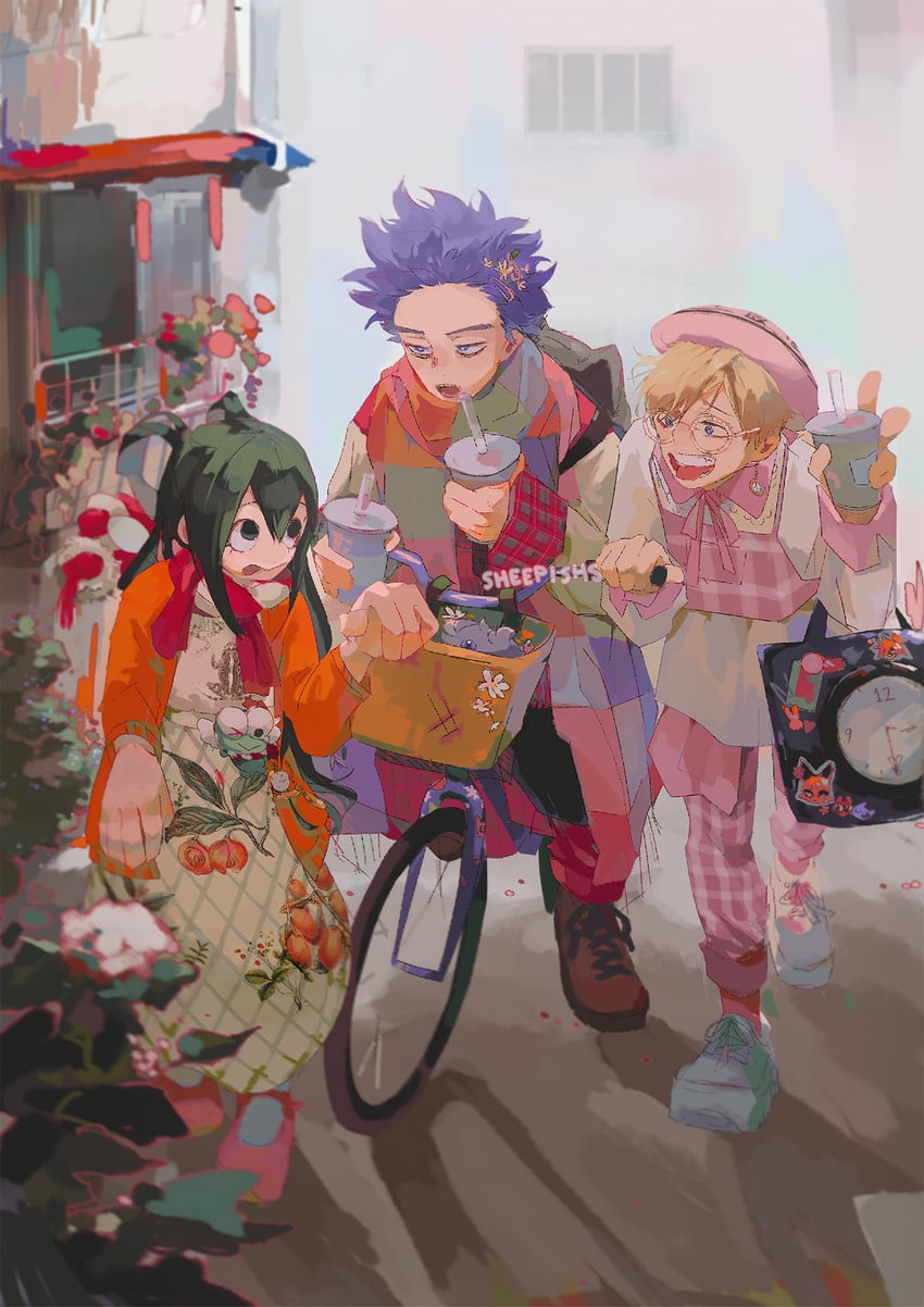 asui tsuyu, espurr, shinso hitoshi, and monoma neito (pokemon and 1 more) drawn by sheepishs