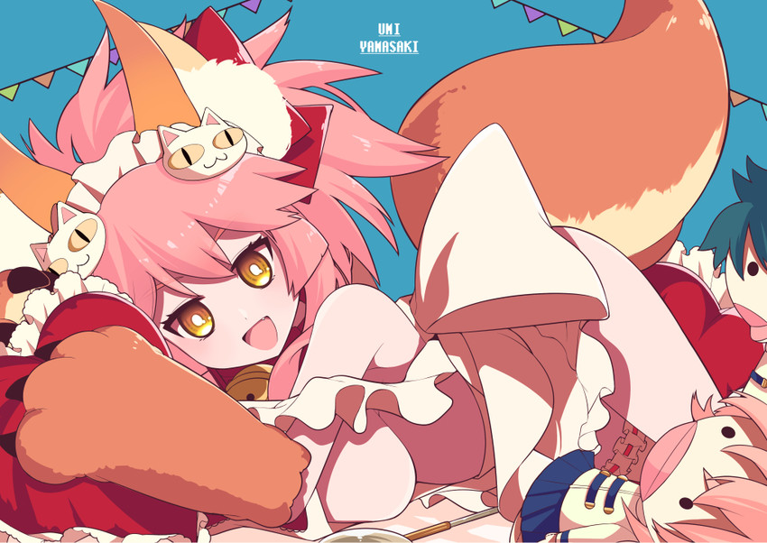 fujimaru ritsuka, tamamo, and tamamo cat (fate and 1 more) drawn by yamazaki_mihiro