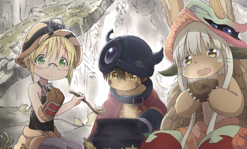 nanachi, reg, and riko (made in abyss) drawn by kukie-nyan