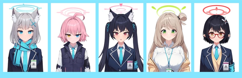 shiroko, hoshino, nonomi, serika, and ayane (blue archive) drawn by sbbs
