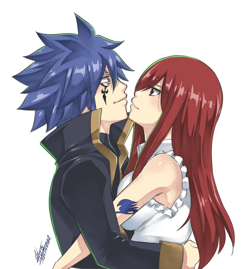 erza scarlet and jellal fernandes (fairy tail) drawn by mashima_hiro