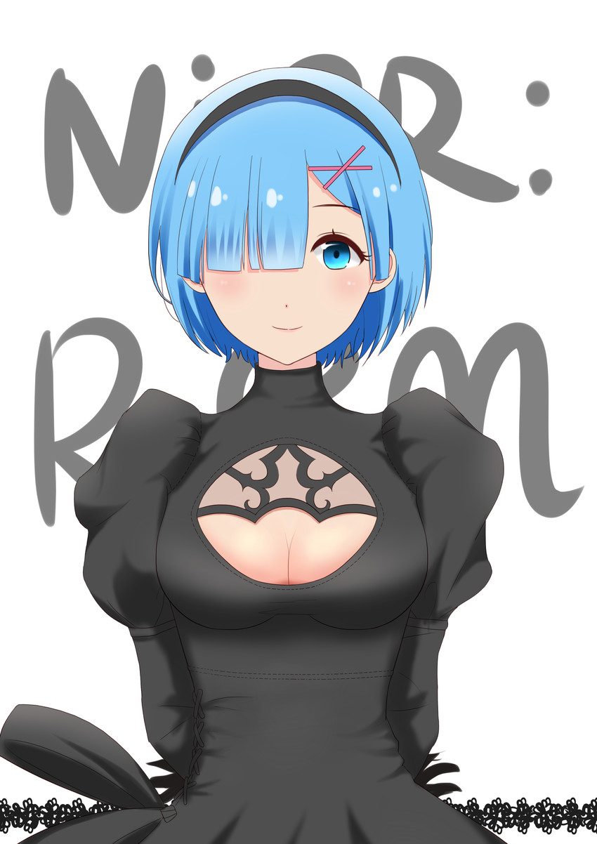 2b and rem (re:zero kara hajimeru isekai seikatsu and 2 more) drawn by leevia