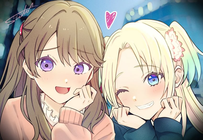 fujishima megumi and osawa rurino (love live! and 1 more) drawn by suito