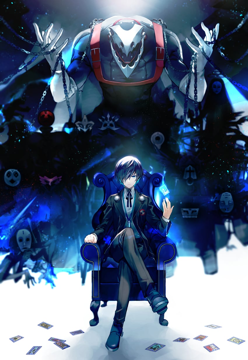 yuuki makoto and thanatos (persona and 1 more) drawn by lor_(roasyerizyonirapi)
