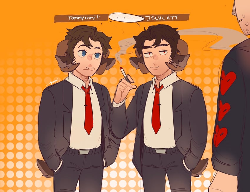 ph1lza, tommyinnit, and jschlatt (minecraft youtube) drawn by gomi_(gomiidd)