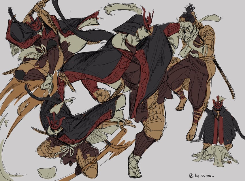 sekiro and ashina genichirou (sekiro: shadows die twice) drawn by piyomotsu