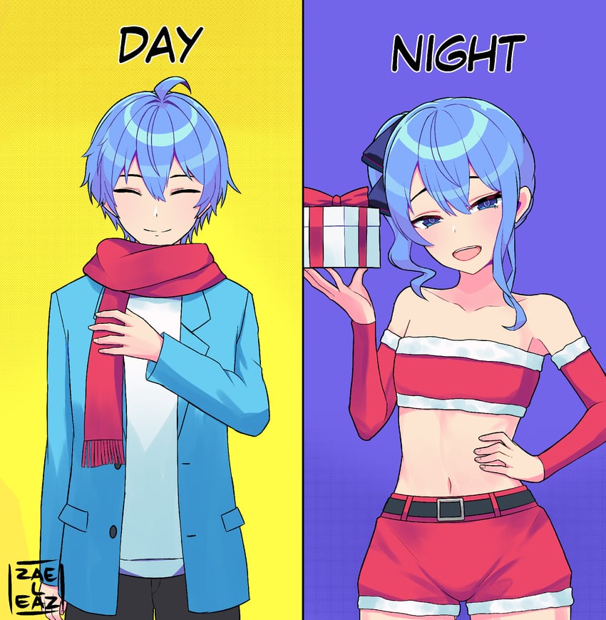hoshimachi suisei (original and 1 more) drawn by jaheterbang