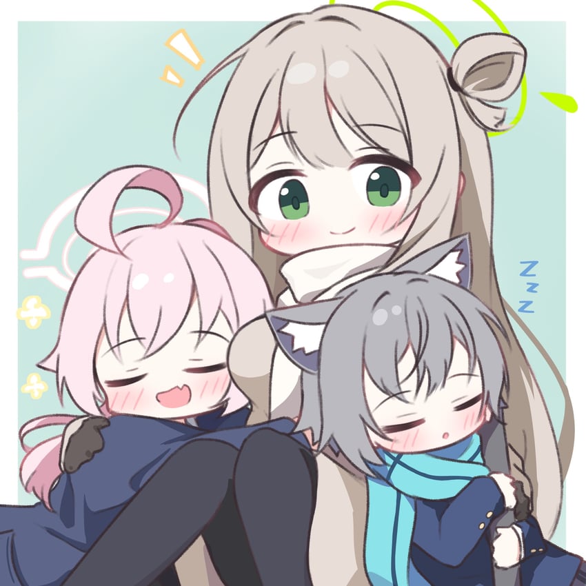 shiroko, hoshino, and nonomi (blue archive) drawn by karupa_(karupapon)