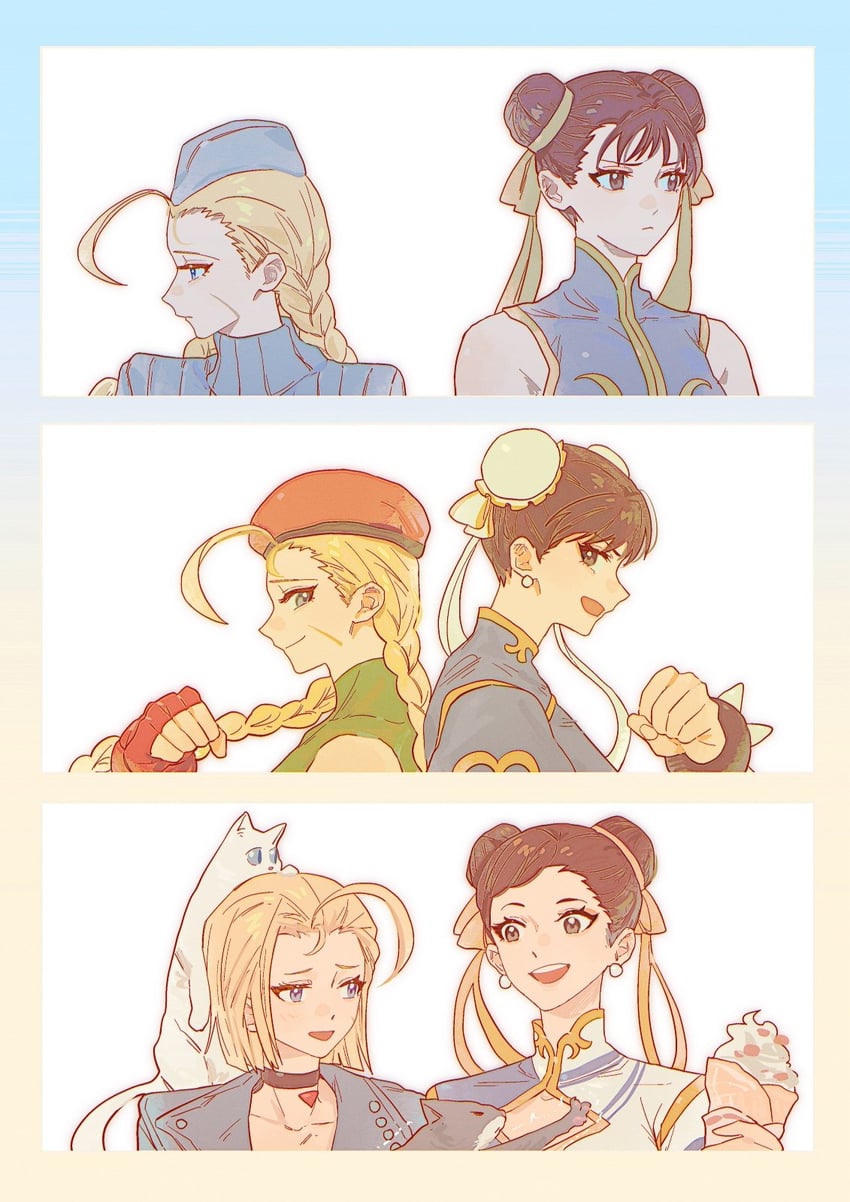 chun-li and cammy white (street fighter and 3 more) drawn by yumi_xsh