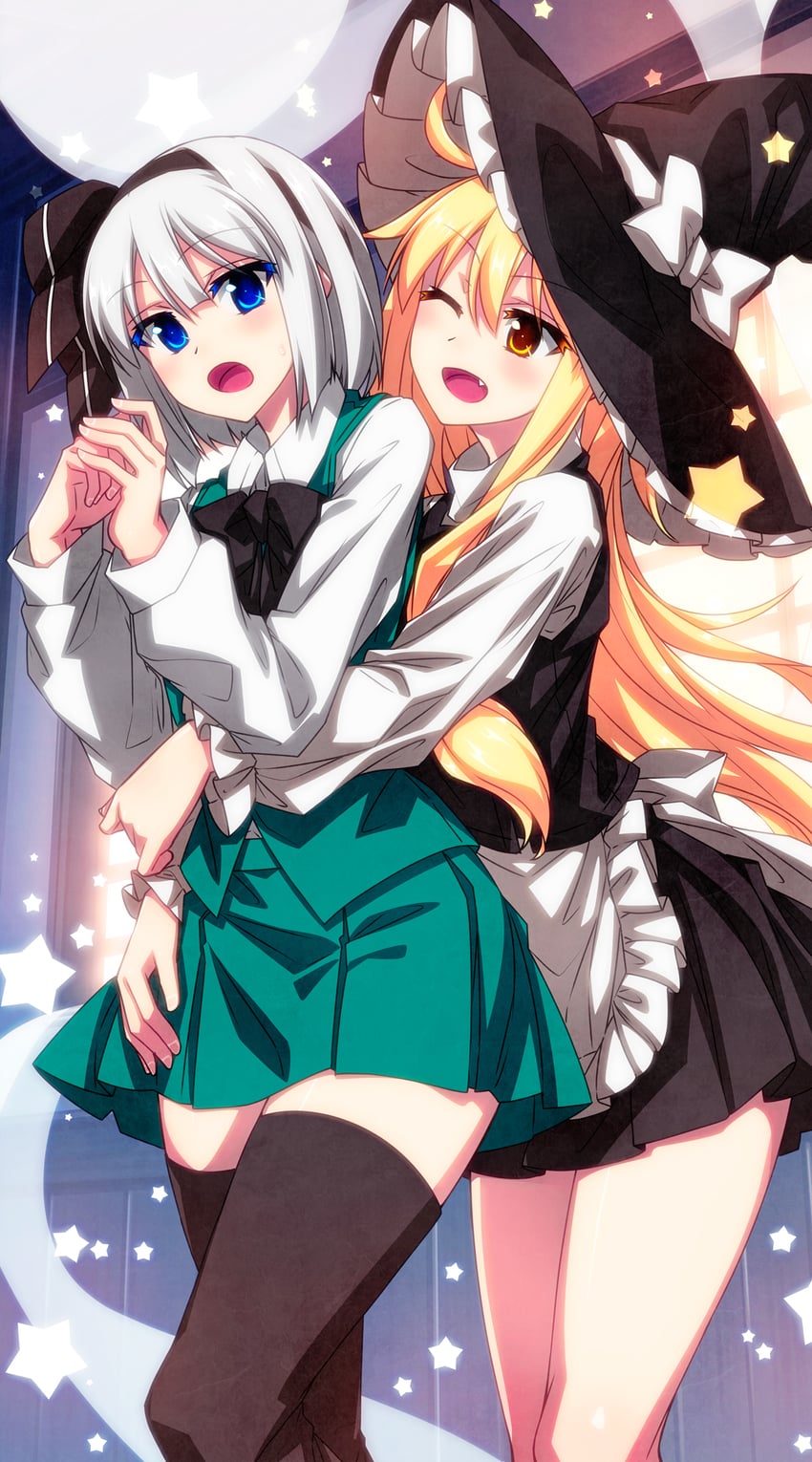 kirisame marisa and konpaku youmu (touhou) drawn by sazanami_mio