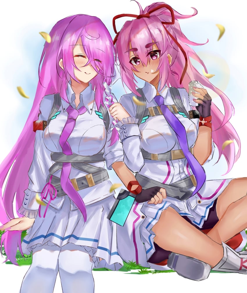 kura satomi and tsukishiro monaka (heaven burns red) drawn by lidce