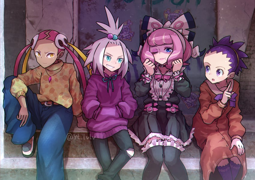 roxie, klara, plumeria, and janine (pokemon and 4 more) drawn by kotobukkii_(yt_lvlv)