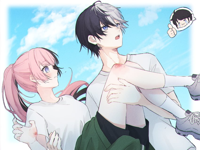 tachibana hinano, kamito, and gil (indie virtual youtuber and 3 more) drawn by hozumi_toki