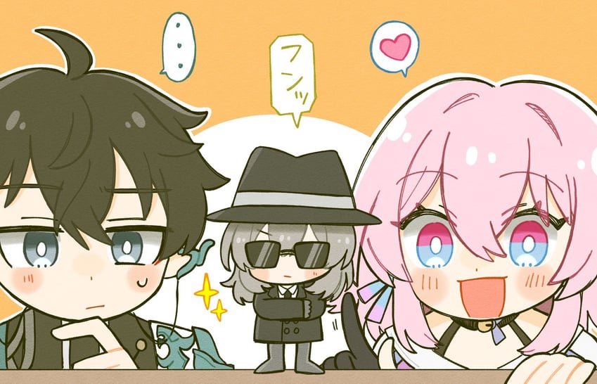 trailblazer, stelle, march 7th, dan heng, and hanu (honkai and 1 more) drawn by fumiri_(2mm_3232)