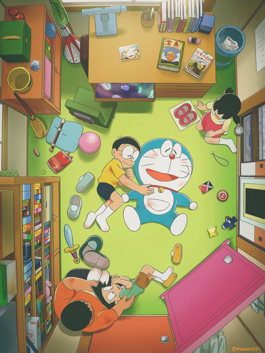 doraemon, minamoto shizuka, nobi nobita, gouda takeshi, and honekawa suneo (doraemon) drawn by masser0209