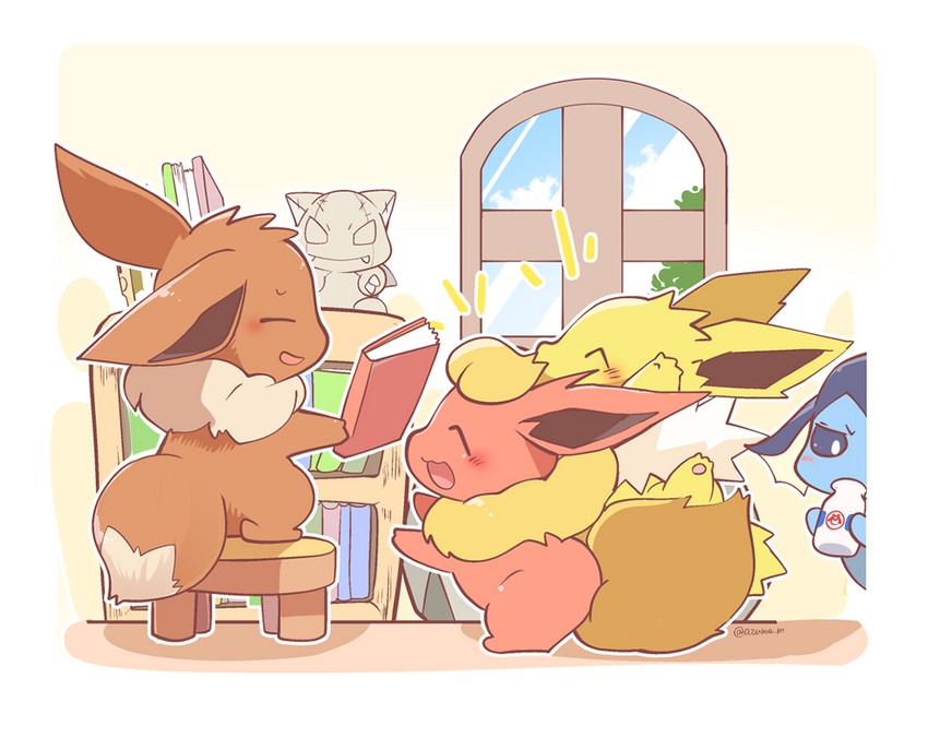 eevee, vaporeon, flareon, and jolteon (pokemon) drawn by azuma_minatsu