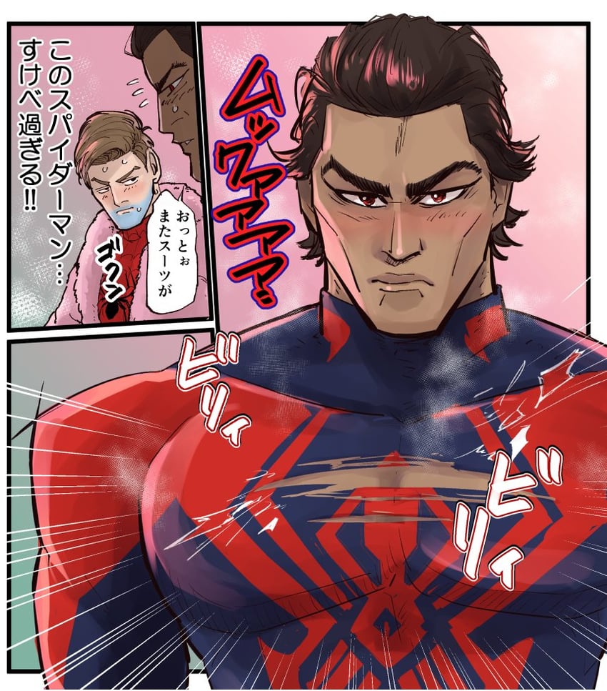 miguel o'hara, spider-man, and peter b parker (marvel and 4 more) drawn by mozu_(hayanie001)