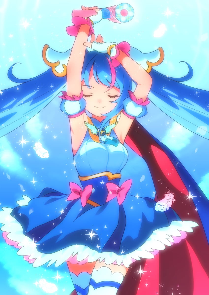 sora harewataru and cure sky (precure and 1 more) drawn by kyanos_(b_0000ff)