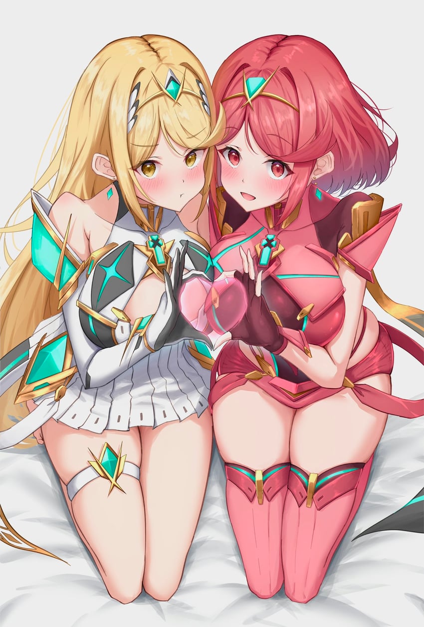 pyra and mythra (xenoblade chronicles and 1 more) drawn by okazu2010015