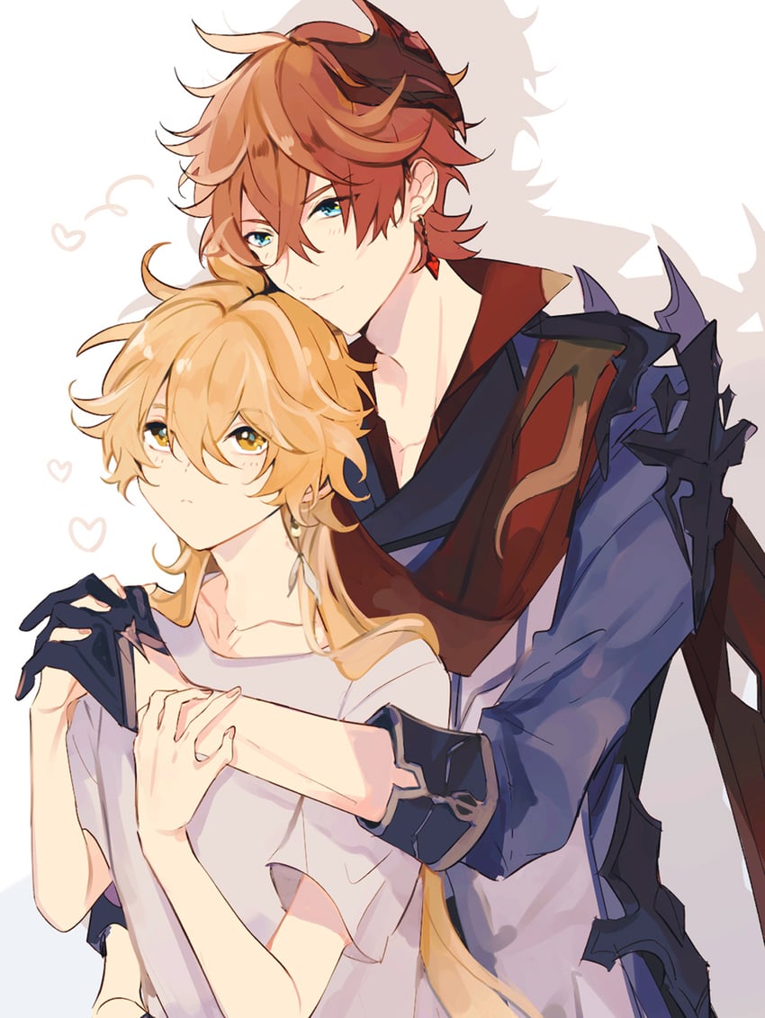 aether and tartaglia (genshin impact) drawn by nem_taru