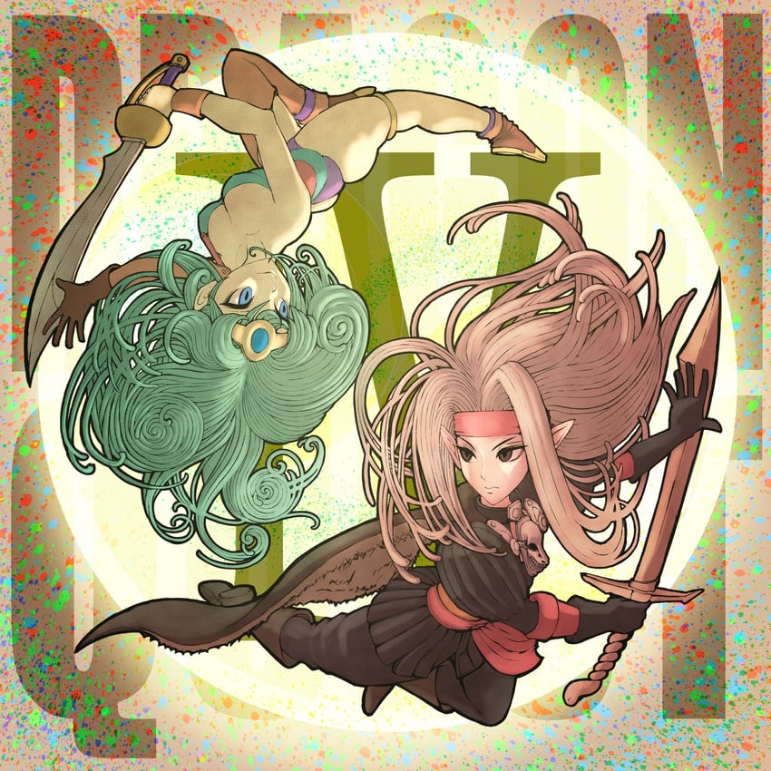 heroine and pisaro (dragon quest and 1 more) drawn by funakenr