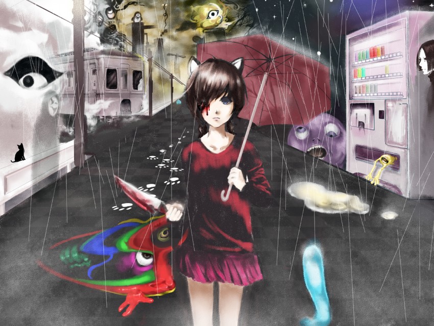 madotsuki, uboa, sekomumasada sensei, and kasei-san (yume nikki) drawn by rajiwo