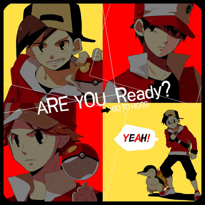 red, ethan, and cyndaquil (pokemon and 4 more) drawn by tarteap