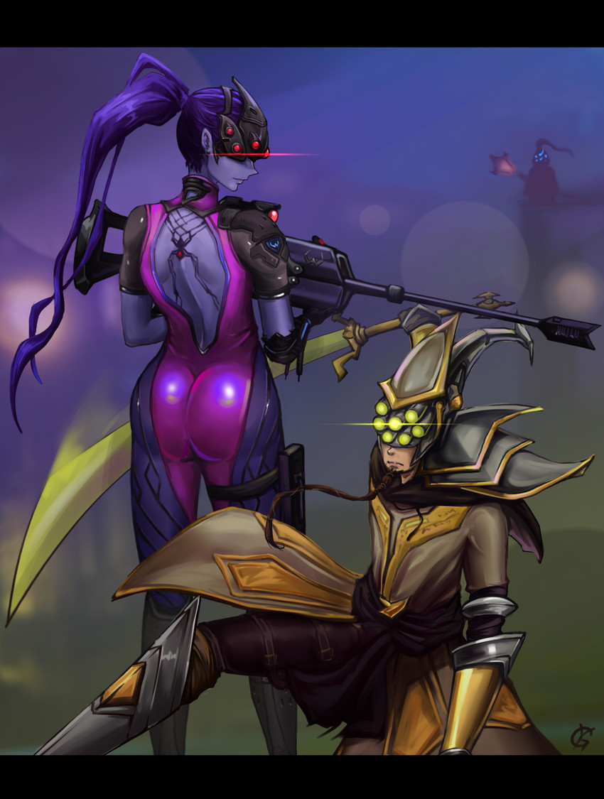 widowmaker, master yi, and jax (league of legends and 2 more) drawn by gy_(artist)
