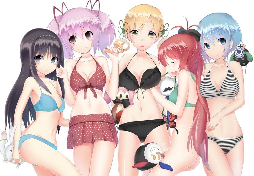 akemi homura, kaname madoka, miki sayaka, sakura kyoko, tomoe mami, and 3 more (mahou shoujo madoka magica) drawn by ogadenmon