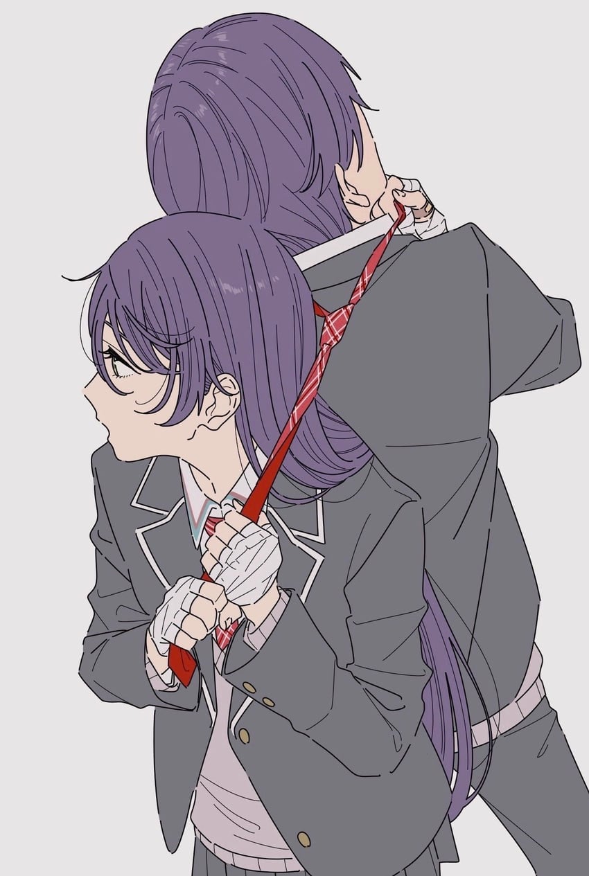 kenmochi touya and kenmochi touko (nijisanji) drawn by kamatama_rom