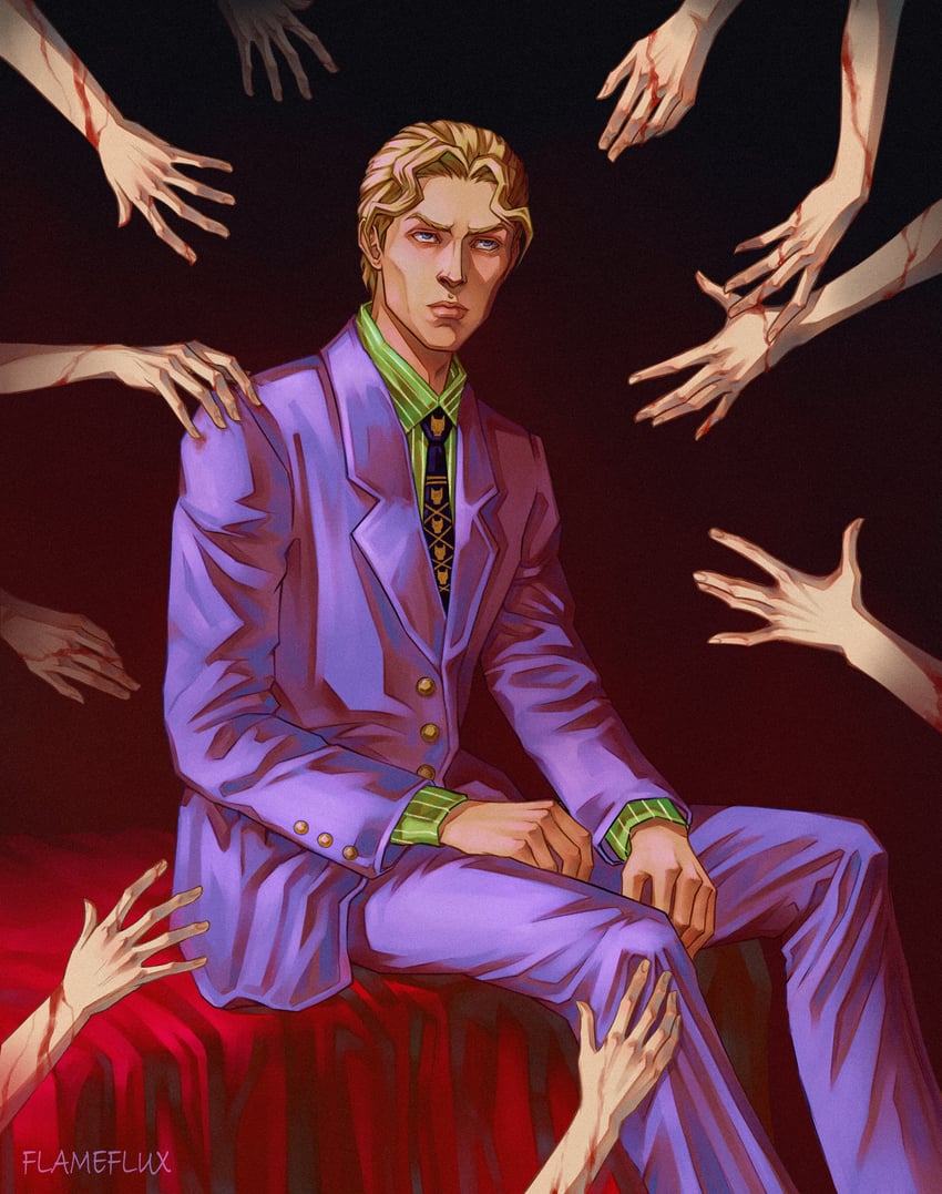 kira yoshikage (jojo no kimyou na bouken and 1 more) drawn by flameflux