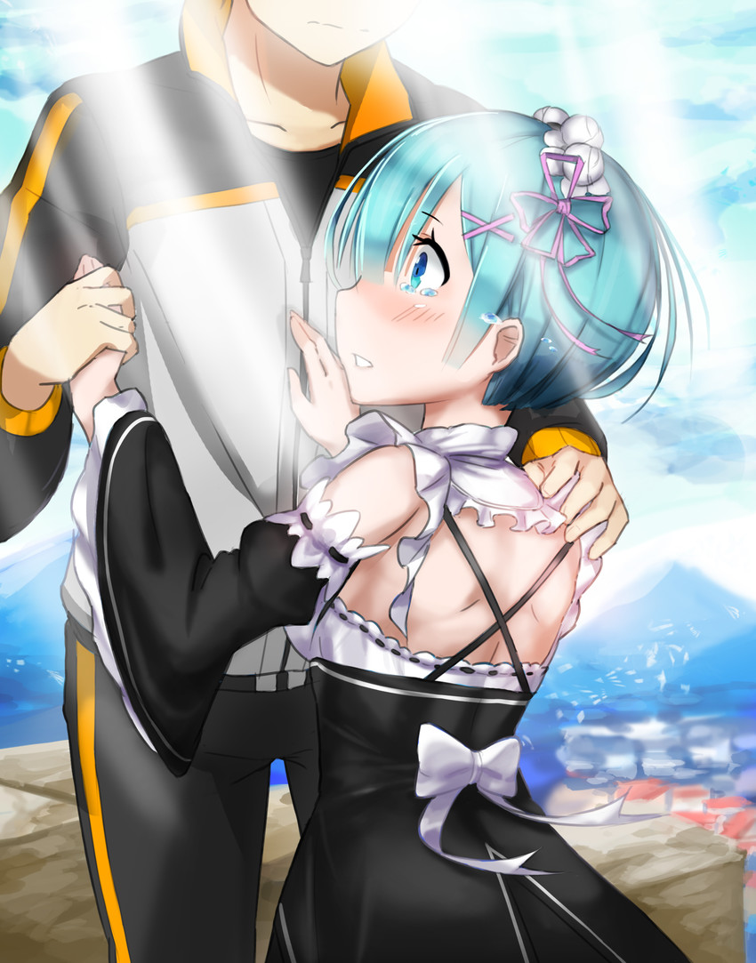 rem and natsuki subaru (re:zero kara hajimeru isekai seikatsu) drawn by makarony
