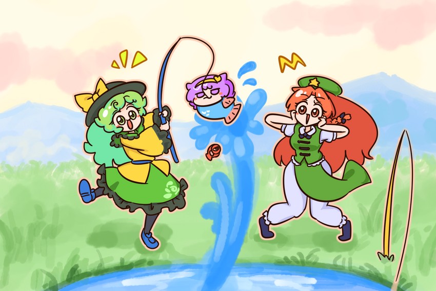komeiji koishi, komeiji satori, and hong meiling (touhou and 1 more) drawn by numenoko