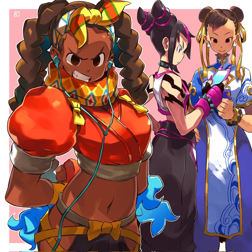 chun-li, han juri, and kimberly jackson (street fighter and 1 more) drawn by andrewcockroach