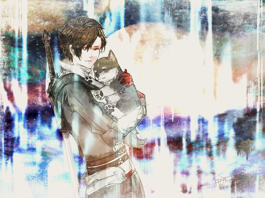 clive rosfield and torgal (final fantasy and 1 more) drawn by ruka_(blueplus84)