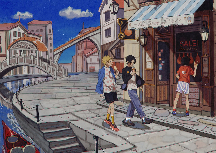 monkey d. luffy, portgas d. ace, and sabo (one piece) drawn by akihare