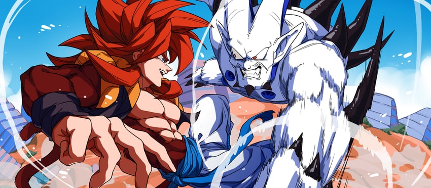 gogeta, omega shenron, and syn shenron (dragon ball and 1 more) drawn by jiajiajiajiaa
