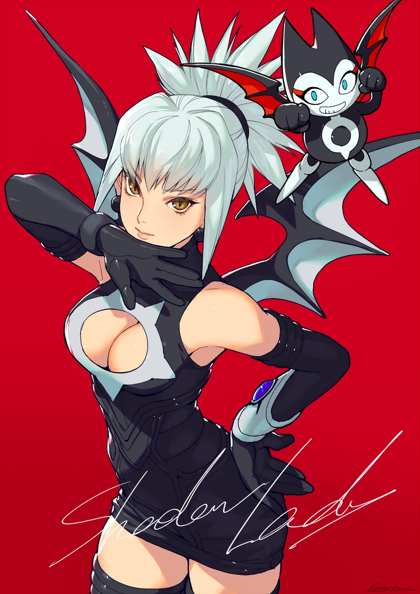 komori aimi and de-mo (shadow lady) drawn by kotatsu_(g-rough)