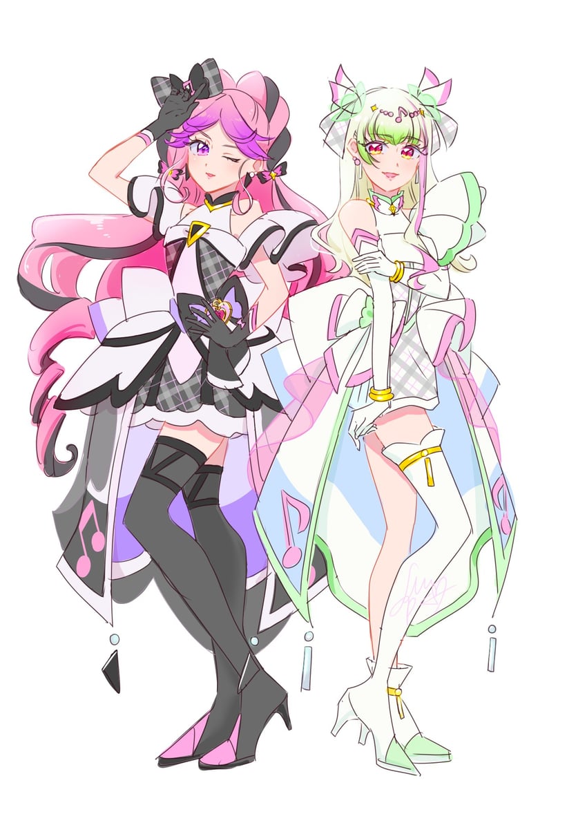 cure zukyuun and cure kiss (precure and 1 more) drawn by fpminnie1