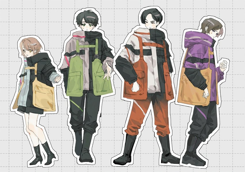 ukiyo ace, azuma michinaga, sakurai keiwa, and kurama neon (kamen rider and 1 more) drawn by 0e0n0_2