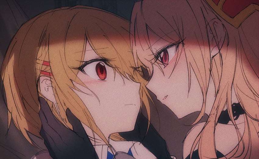 kayamori ruka and shirakawa yuina (heaven burns red) drawn by opi