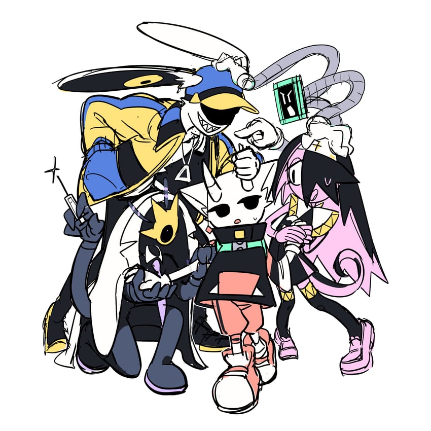 sol, regito, lumena, chris, and mira (original) drawn by kana_tera