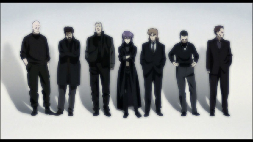 kusanagi motoko, batou, togusa, saitou, ishikawa, and 2 more (ghost in the shell and 1 more)
