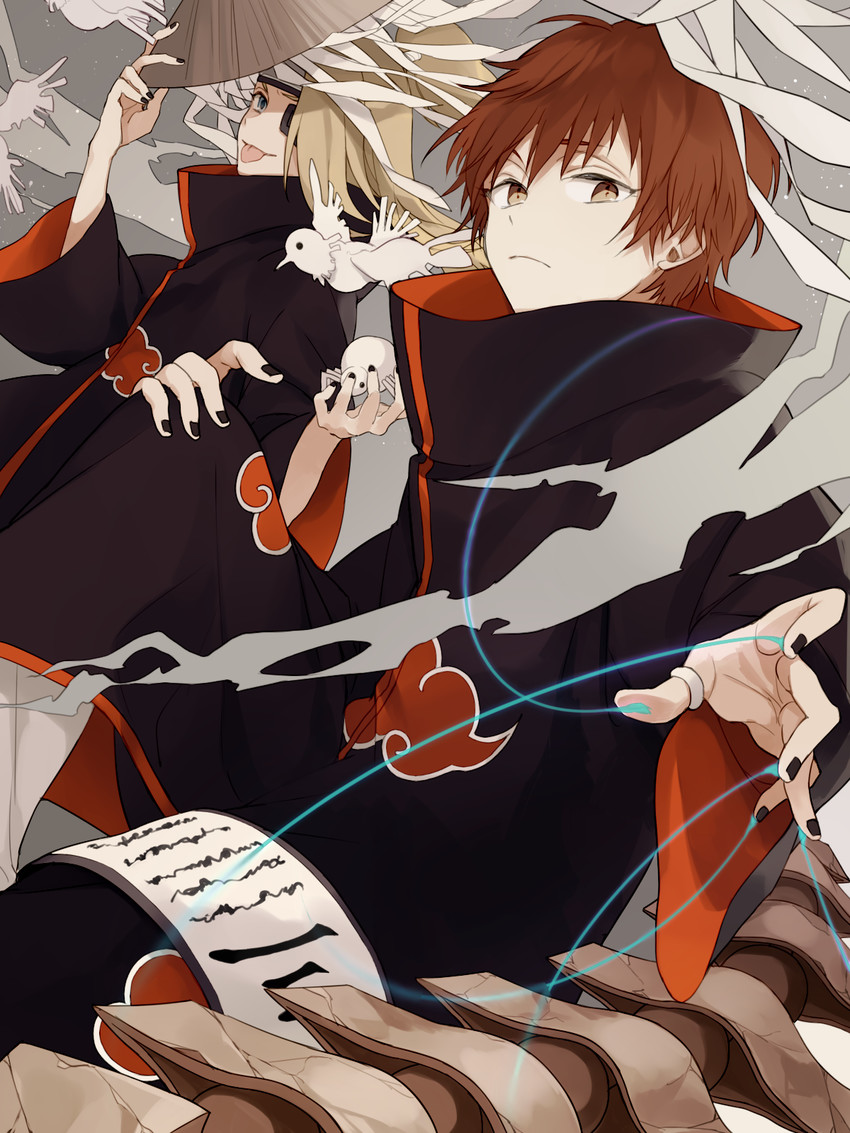 deidara, sasori, and hiruko (naruto and 1 more) drawn by wowishi