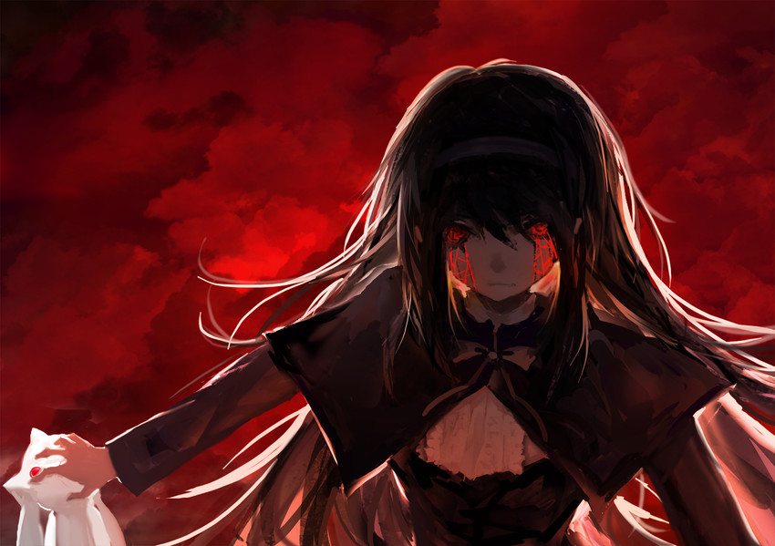 akemi homura, kyubey, and homulilly (mahou shoujo madoka magica and 1 more) drawn by blackrabbitsoul