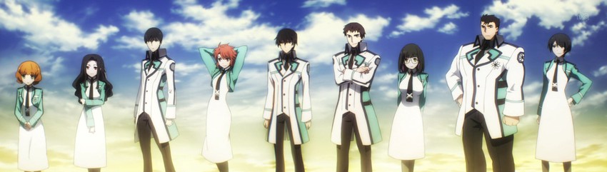 saegusa mayumi, shibata mizuki, shiba tatsuya, chiba erika, watanabe mari, and 4 more (mahouka koukou no rettousei)