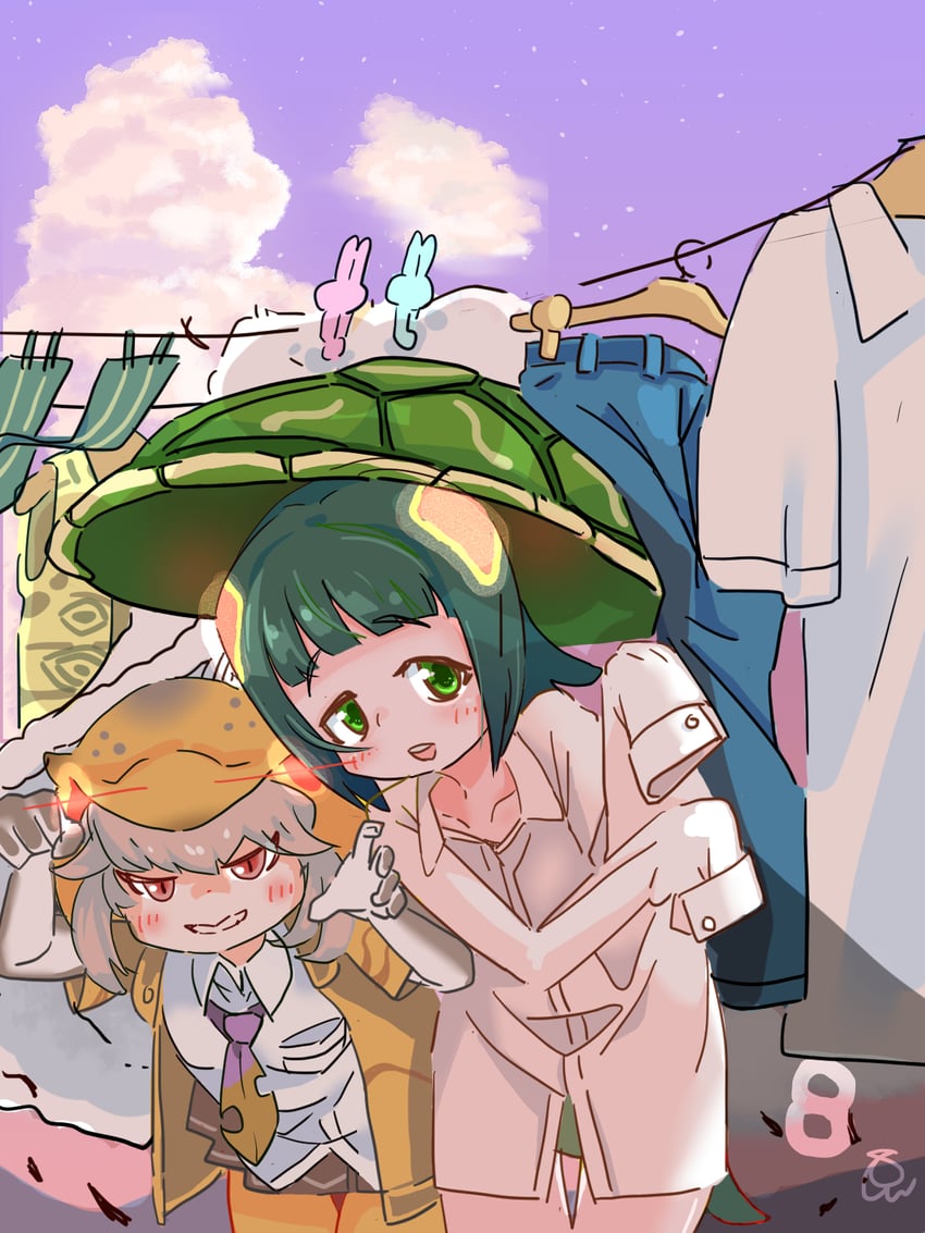 red-eared slider and baweng satanic leaf gecko (kemono friends) drawn by 46i9di7tpg80830