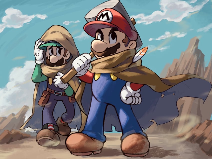mario and luigi (mario and 1 more) drawn by ya_mari_6363